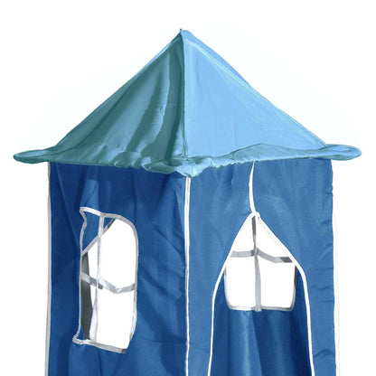 Letto a Castello con Scivolo e Tende Blu 80x200 cm