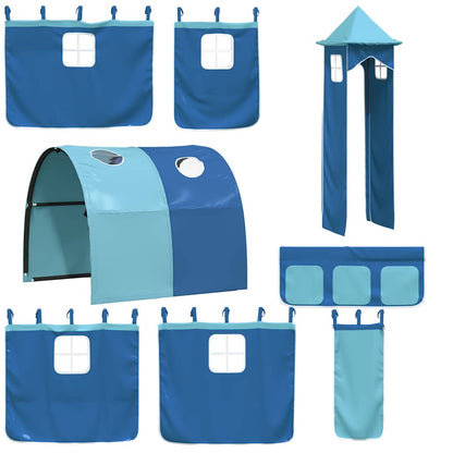 Letto a Castello con Scivolo e Tende Blu 80x200 cm | homemem39