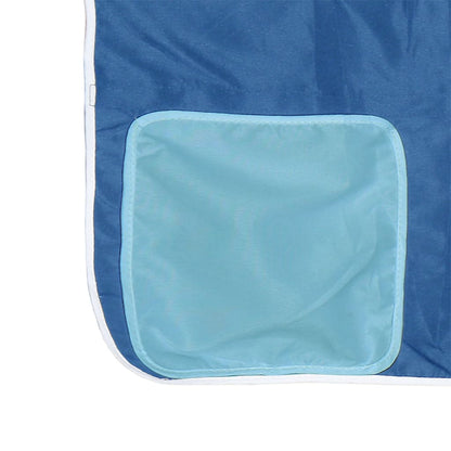 Letto a Castello con Scivolo e Tende Blu 90x200 cm