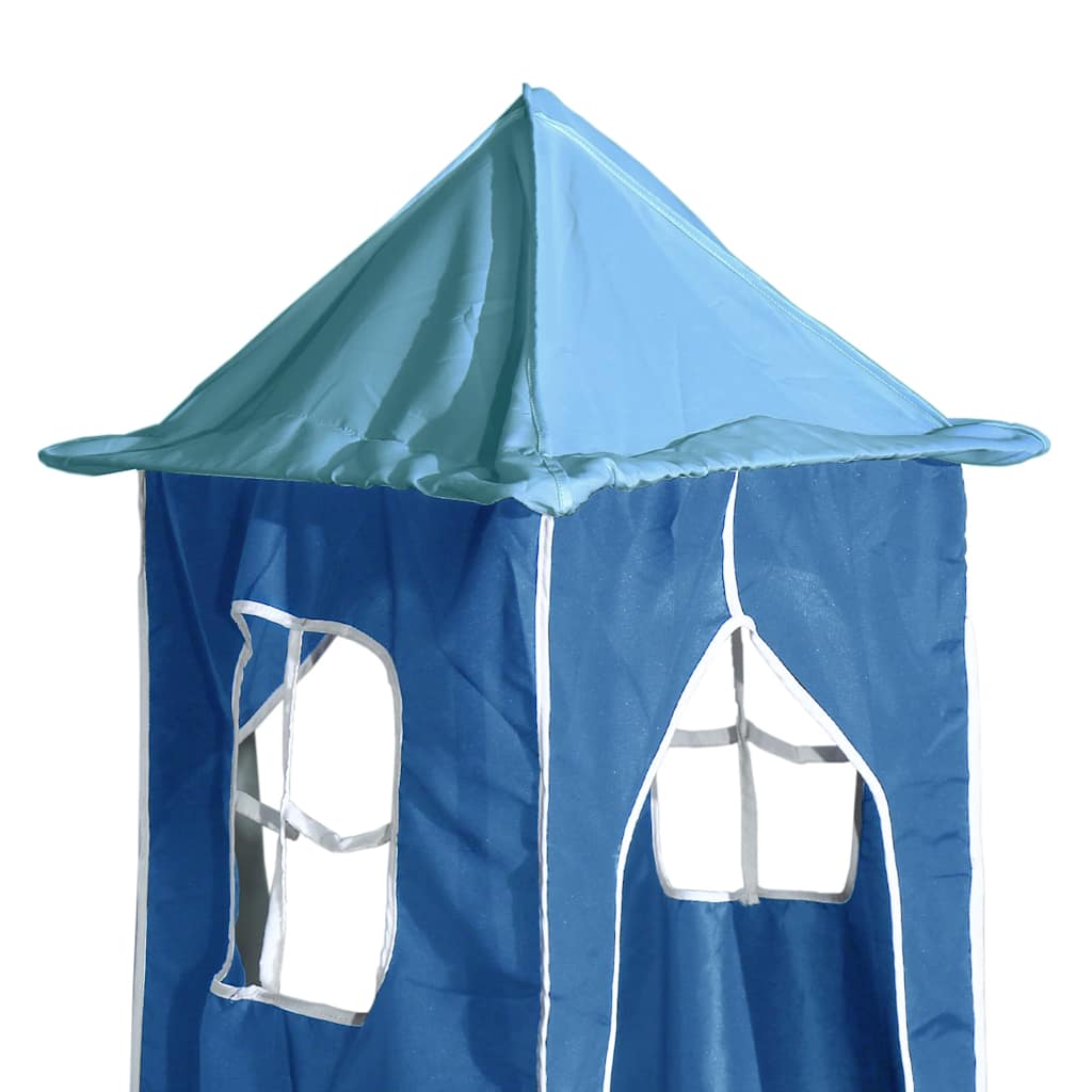 Letto a Castello con Scivolo e Tende Blu 80x200 cm
