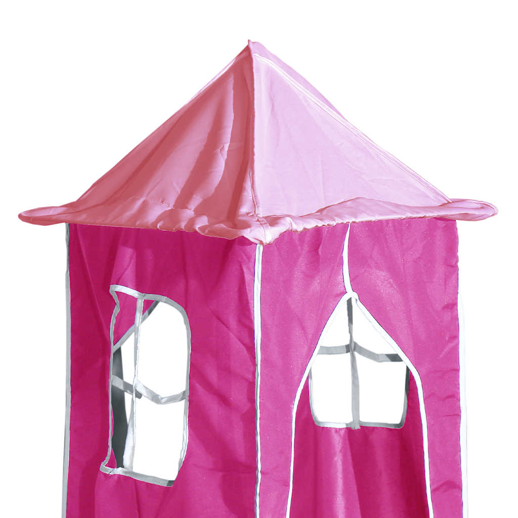 Letto a Castello con Scivolo e Tende Rosa 80x200 cm