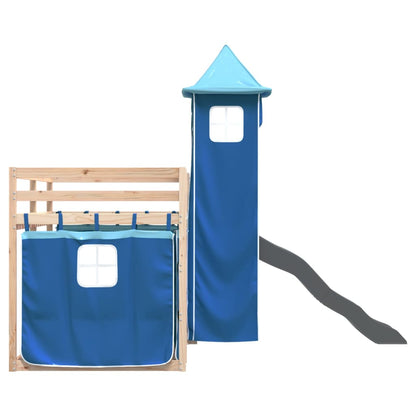 Letto a Castello con Scivolo e Tende Blu 90x190 cm - homemem39