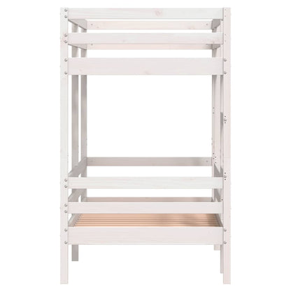 Letto a Castello Bianco 90x200 cm in Legno Massello di Pino