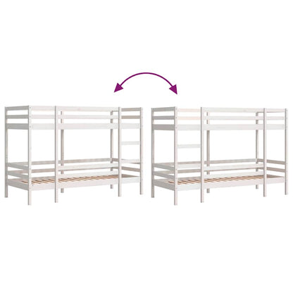Letto a Castello senza Materasso Bianco 90x190cm Massello Pino | homemem39