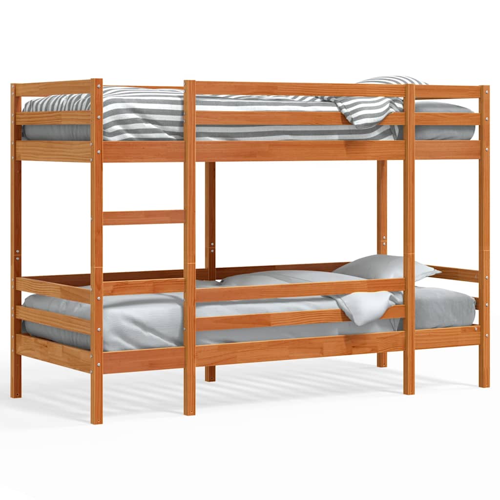 Letto a Castello Marrone Cera 90x190 cm in Legno di Pino | homemem39