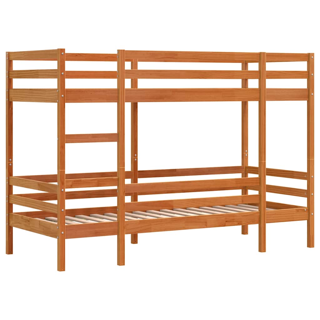 Letto a Castello Marrone Cera 90x190 cm in Legno di Pino | homemem39
