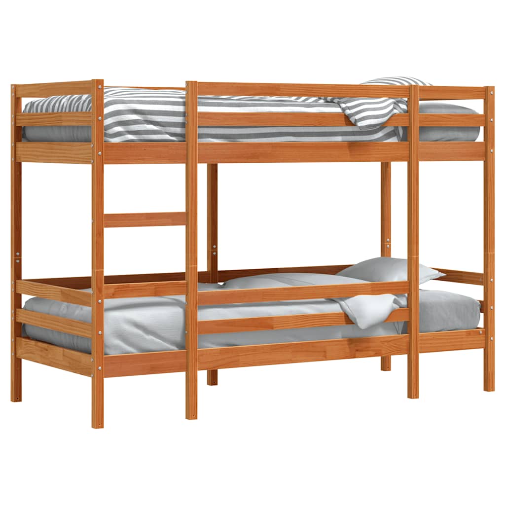 Letto a Castello Marrone Cera 90x190 cm in Legno di Pino