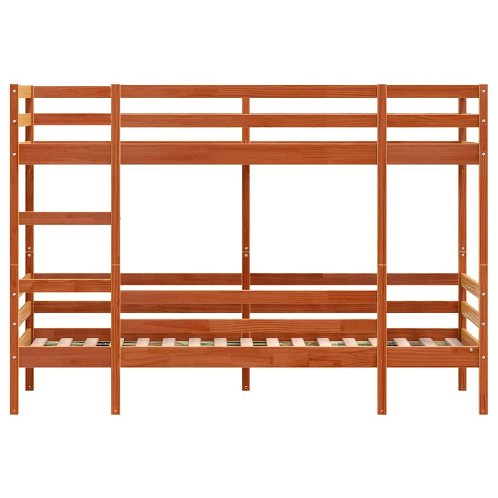 Letto a Castello Marrone Cera 90x190 cm in Legno di Pino | homemem39