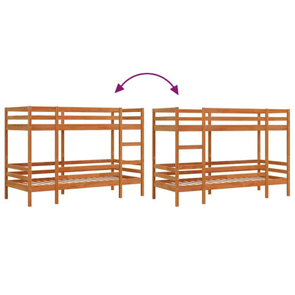 Letto a Castello Marrone Cera 90x190 cm in Legno di Pino | homemem39