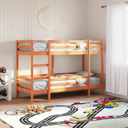 Letto a Castello Marrone Cera 90x190 cm in Legno di Pino | homemem39