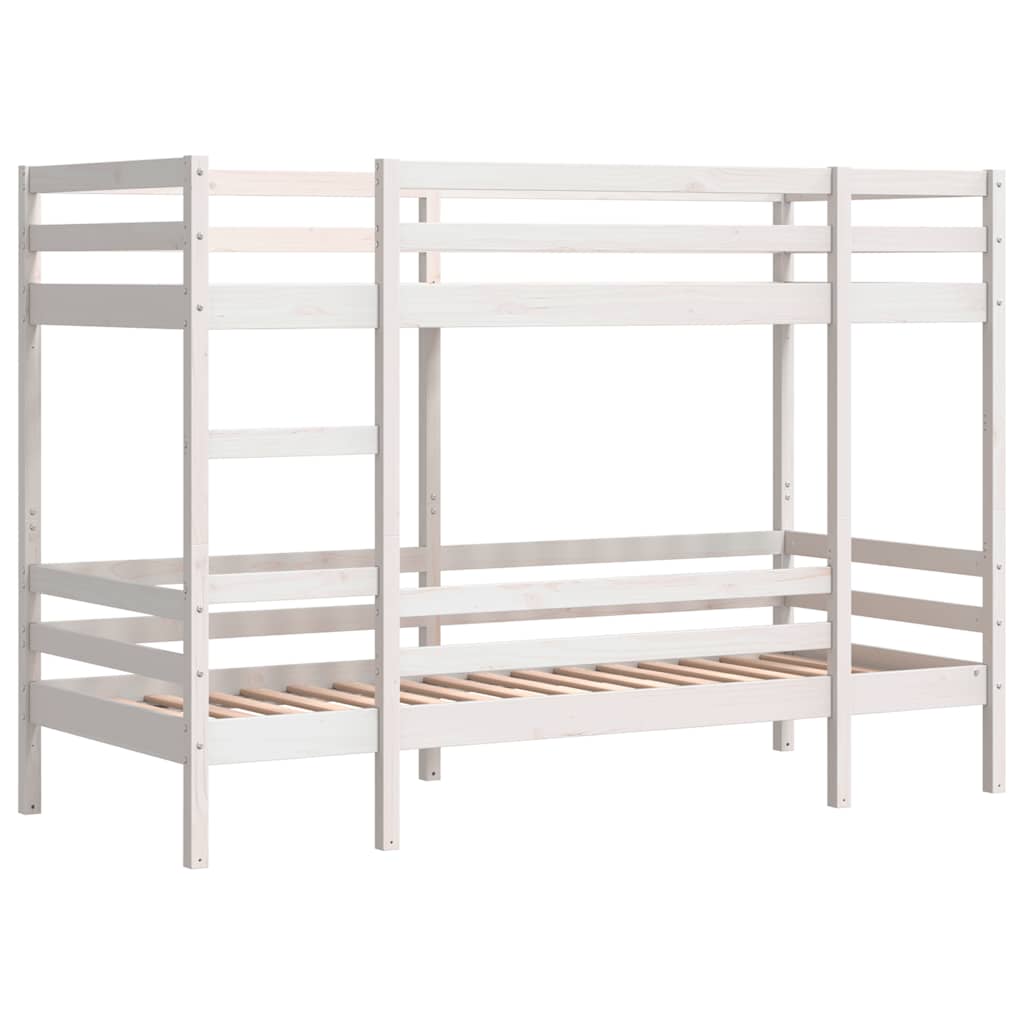 Letto a Castello Bianco 75x190 cm in Legno Massello di Pino