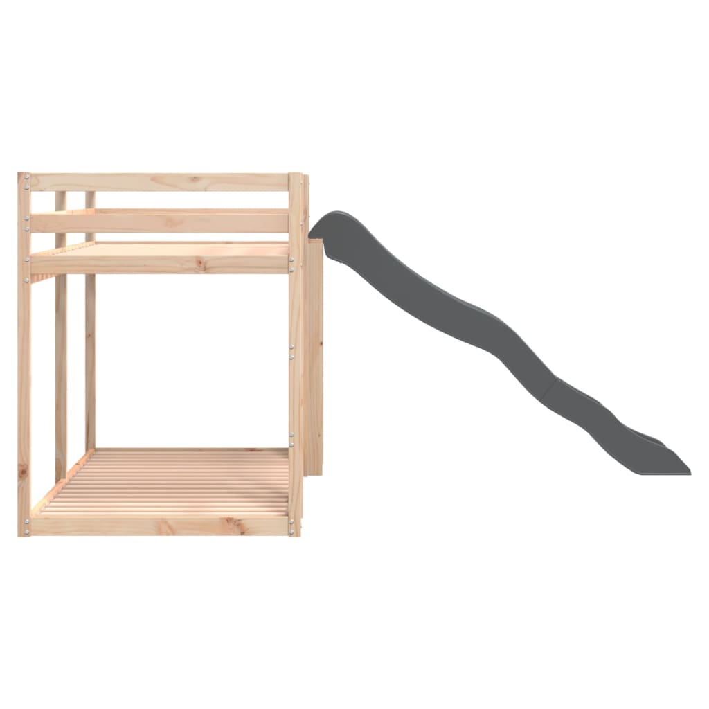 Letto a Castello Scivolo e Scala 80x200 cm Legno Massello Pino - homemem39