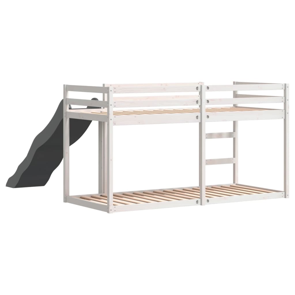 Letto a Castello Scivolo e Scala Bianco 80x200 cm Legno di Pino - homemem39