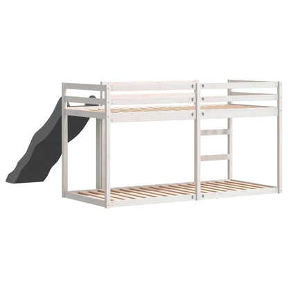 Letto a Castello Scivolo e Scala Bianco 80x200 cm Legno di Pino - homemem39