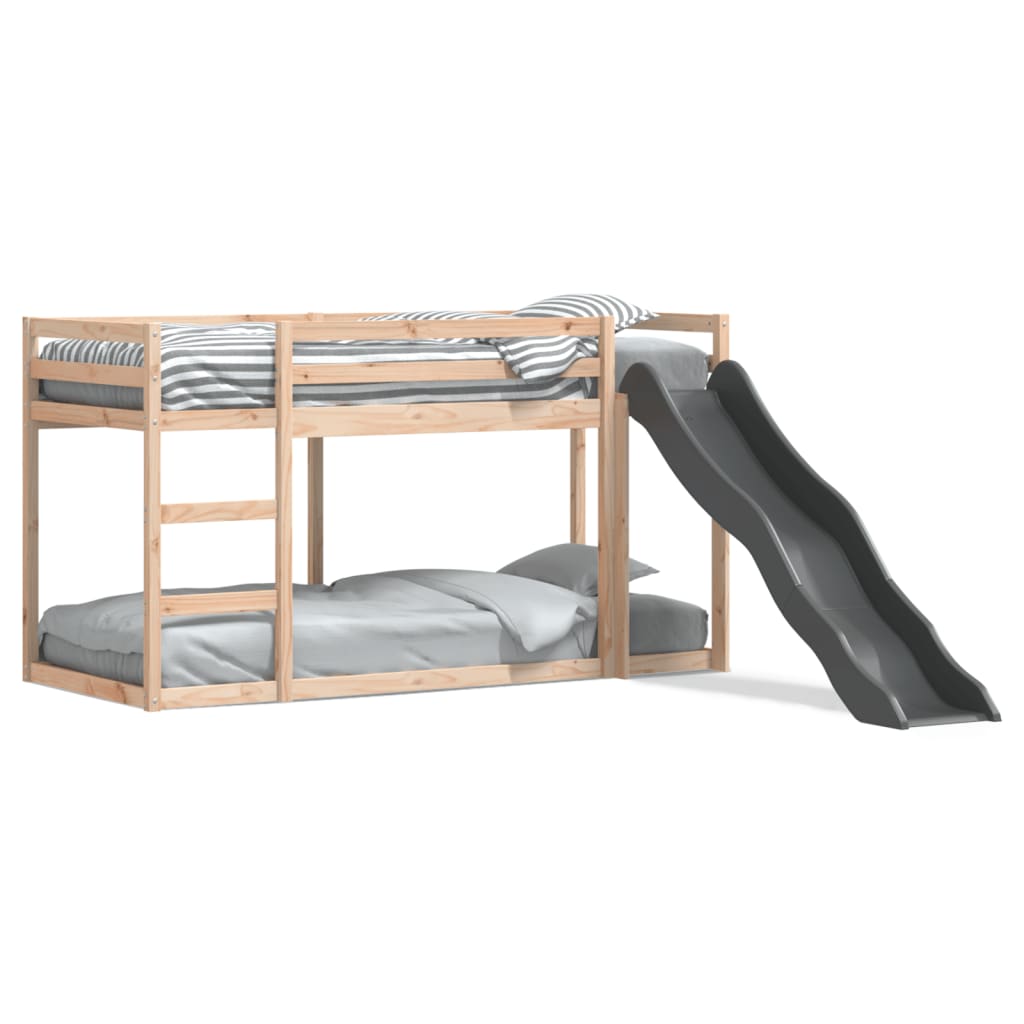 Letto a Castello Scivolo e Scala 90x200 cm Legno Massello Pino - homemem39