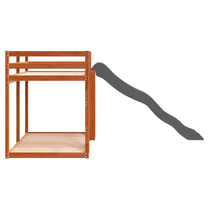 Letto Castello Scivolo Scala Marrone Cera 75x190 Massello Pino - homemem39