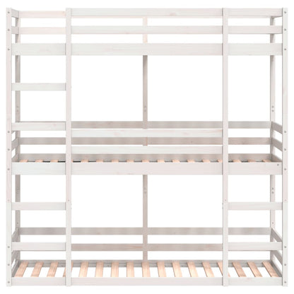 Letto a Castello Triplo Bianco 80x200 cm Legno Massello di Pino - homemem39