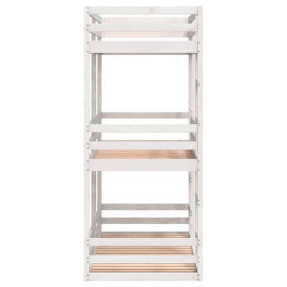 Letto a Castello Triplo Bianco 80x200 cm Legno Massello di Pino - homemem39