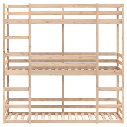 Letto a Castello Triplo 90x190 cm in Legno Massello di Pino - homemem39