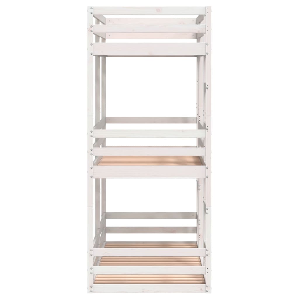 Letto a Castello Triplo Bianco 90x190 cm Legno Massello di Pino - homemem39