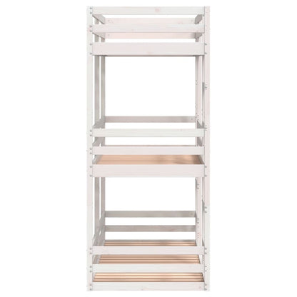 Letto a Castello Triplo Bianco 90x190 cm Legno Massello di Pino - homemem39