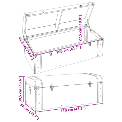 Scrigno Tesoro Chiusure Marrone Scuro 110x50x39,5cm Compensato - homemem39