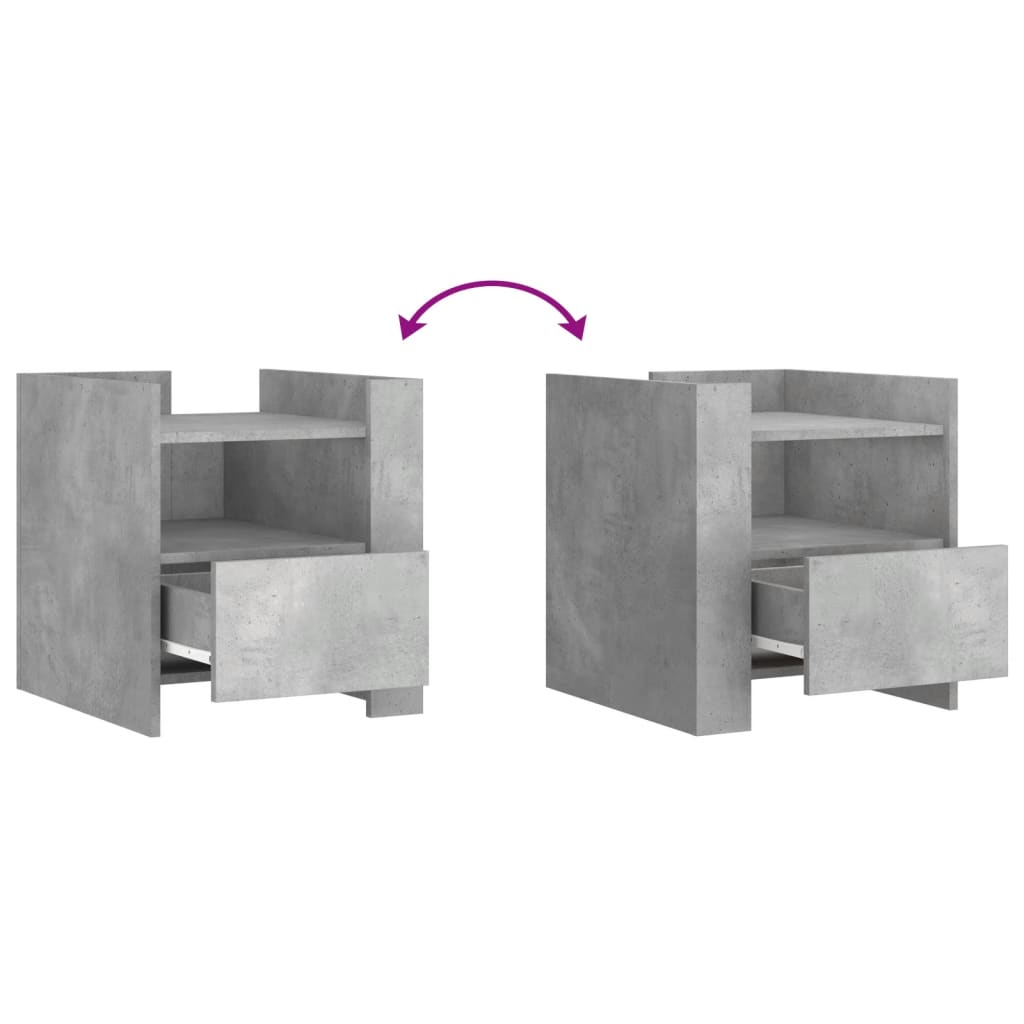 Comodino Grigio Cemento 45x50x50 cm in Truciolato - homemem39