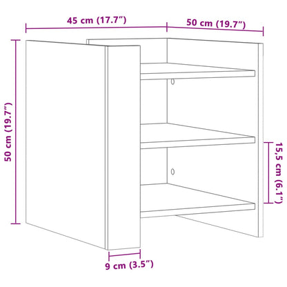 Comodino Rovere Marrone 45x50x50 cm in Truciolato