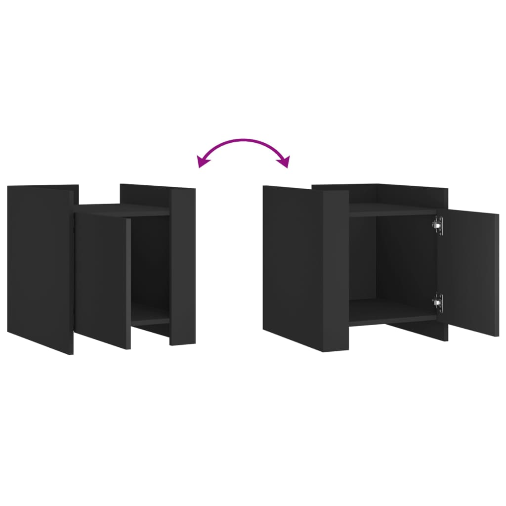 Comodino Nero 45x50x50 cm in Legno Multistrato - homemem39