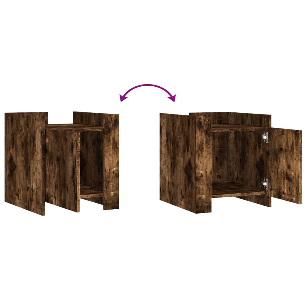 Comodino Rovere Fumo 45x50x50 cm in Truciolato - homemem39