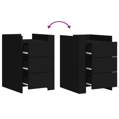 Comodino Nero 45x50x65 cm in Legno Multistrato - homemem39
