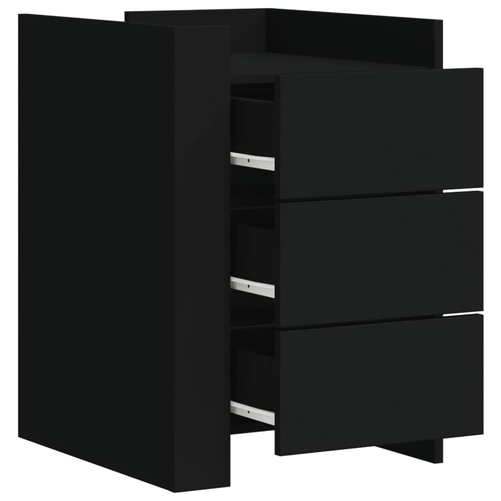 Comodino Nero 45x50x65 cm in Legno Multistrato - homemem39