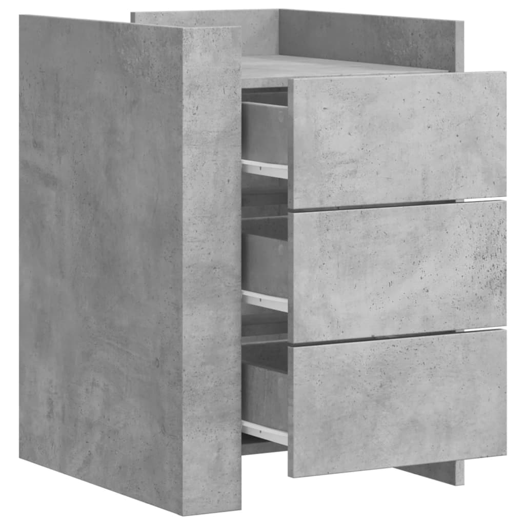 Comodino Grigio Cemento 45x50x65 cm in Legno Multistrato - homemem39