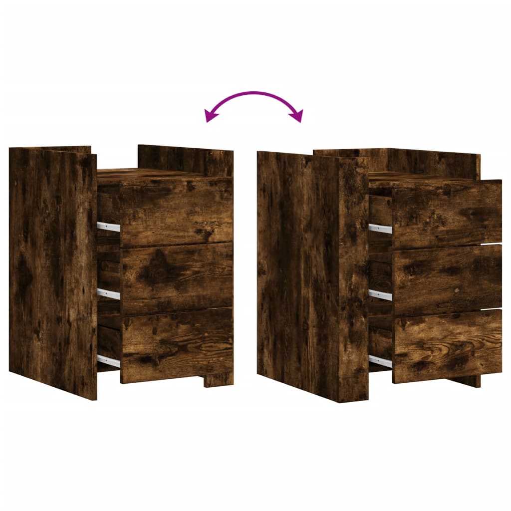 Comodino Rovere Fumo 45x50x65 cm in Legno Multistrato - homemem39