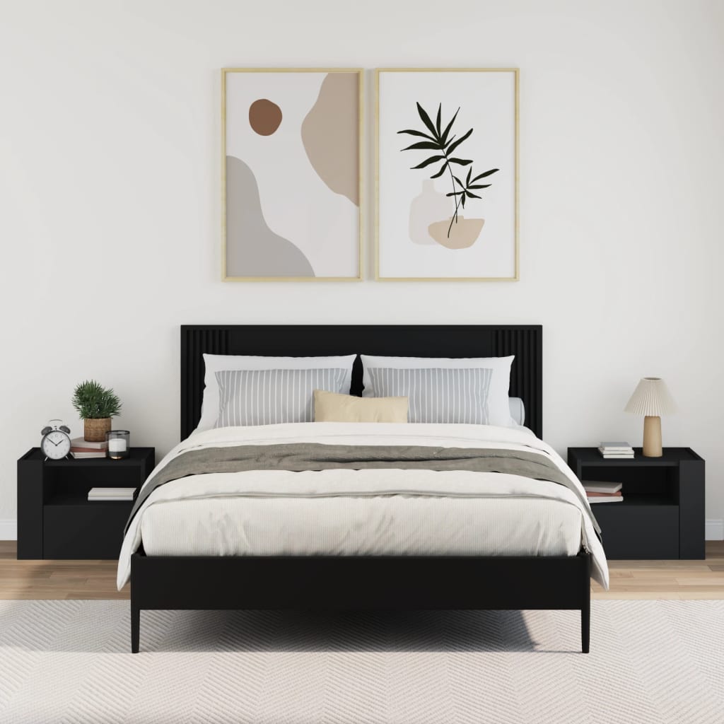 Comodini a Muro 2 pz Nero 45x30x35 cm - homemem39