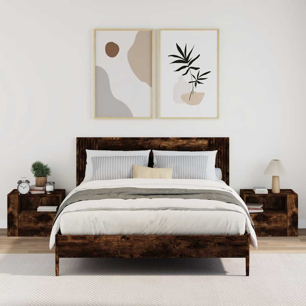 Comodini a Muro 2 pz Rovere Fumo 45x30x35 cm | homemem39