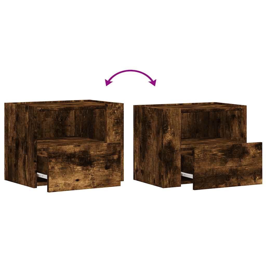 Comodini a Muro 2 pz Rovere Fumo 45x30x35 cm | homemem39