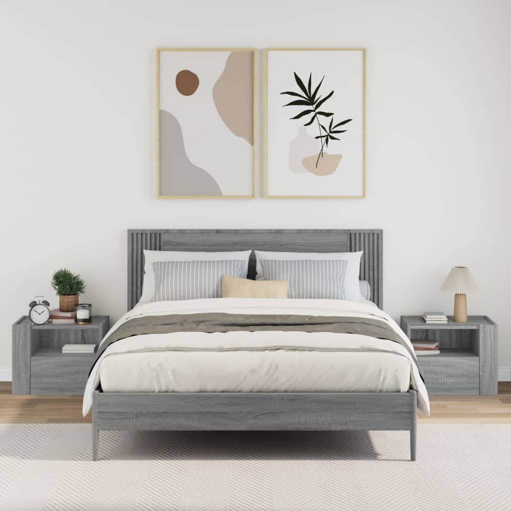 Comodini a Muro 2 pz Grigio Sonoma 45x30x35 cm - homemem39