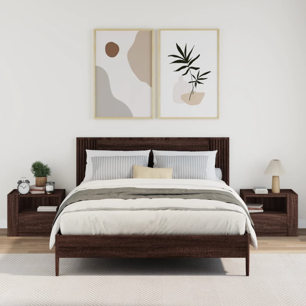 Comodini a Muro 2 pz Rovere Marrone 45x30x35 cm - homemem39