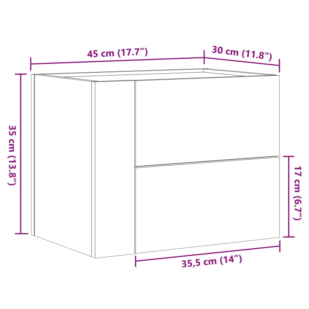 Comodino a Parete Bianco 45x30x35 cm | homemem39