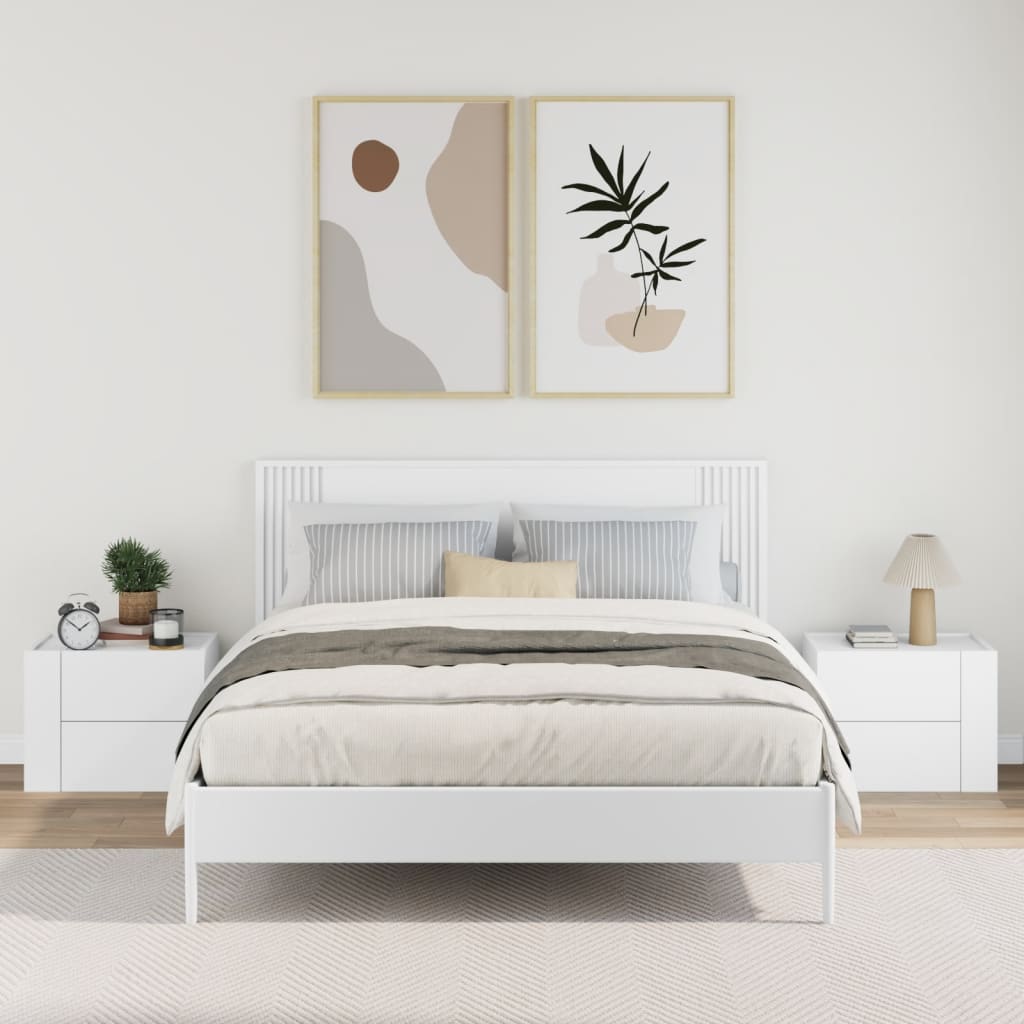 Comodini a Muro 2 pz Bianchi 45x30x35 cm - homemem39