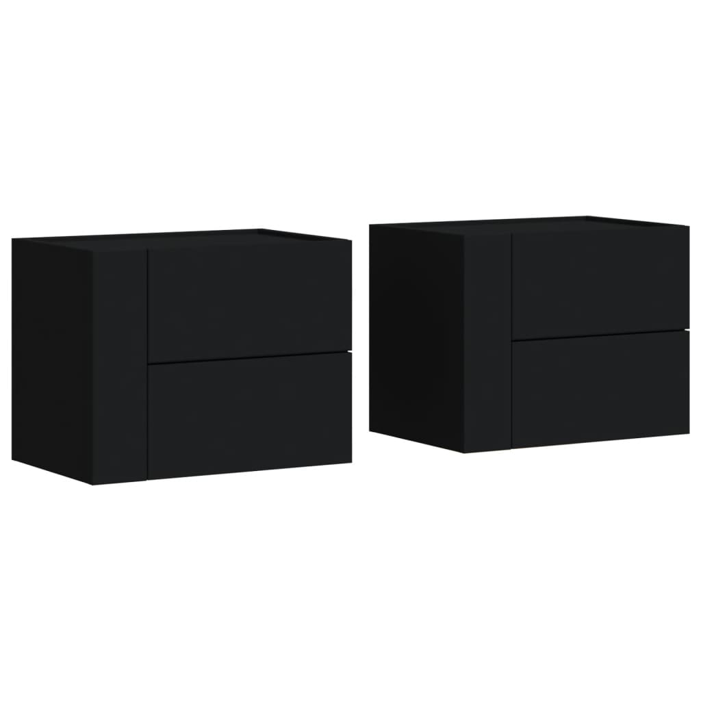 Comodini a Muro 2 pz Nero 45x30x35 cm - homemem39