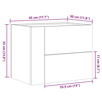 Comodino a Muro Grigio Cemento 45x30x35 cm