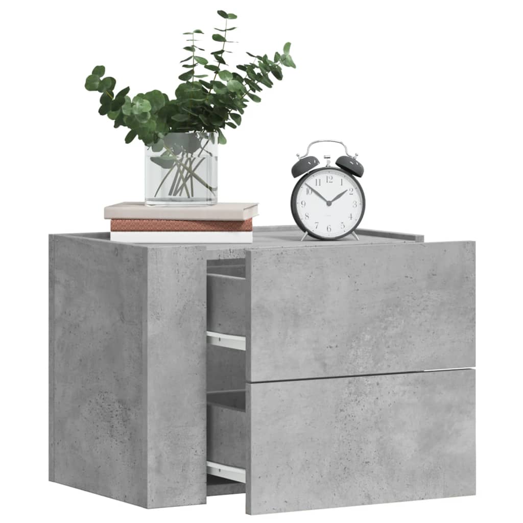 Comodini a Muro 2 pz Grigio Cemento 45x30x35 cm