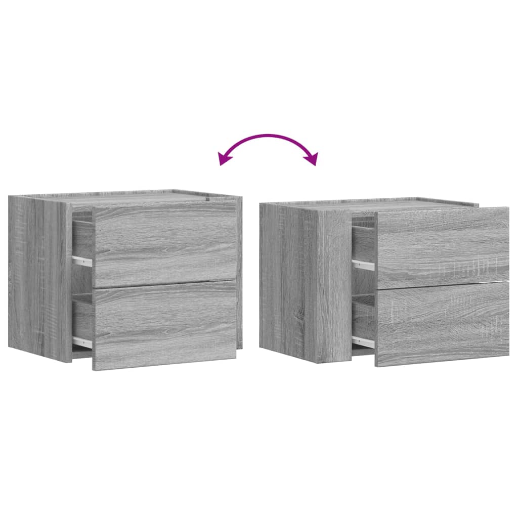 Comodino a Muro Grigio Sonoma 45x30x35 cm | homemem39