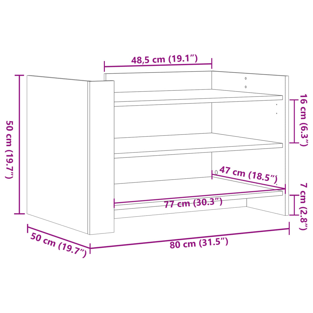 Tavolino da Salotto Bianco 80x50x50 cm in Legno Multistrato | homemem39