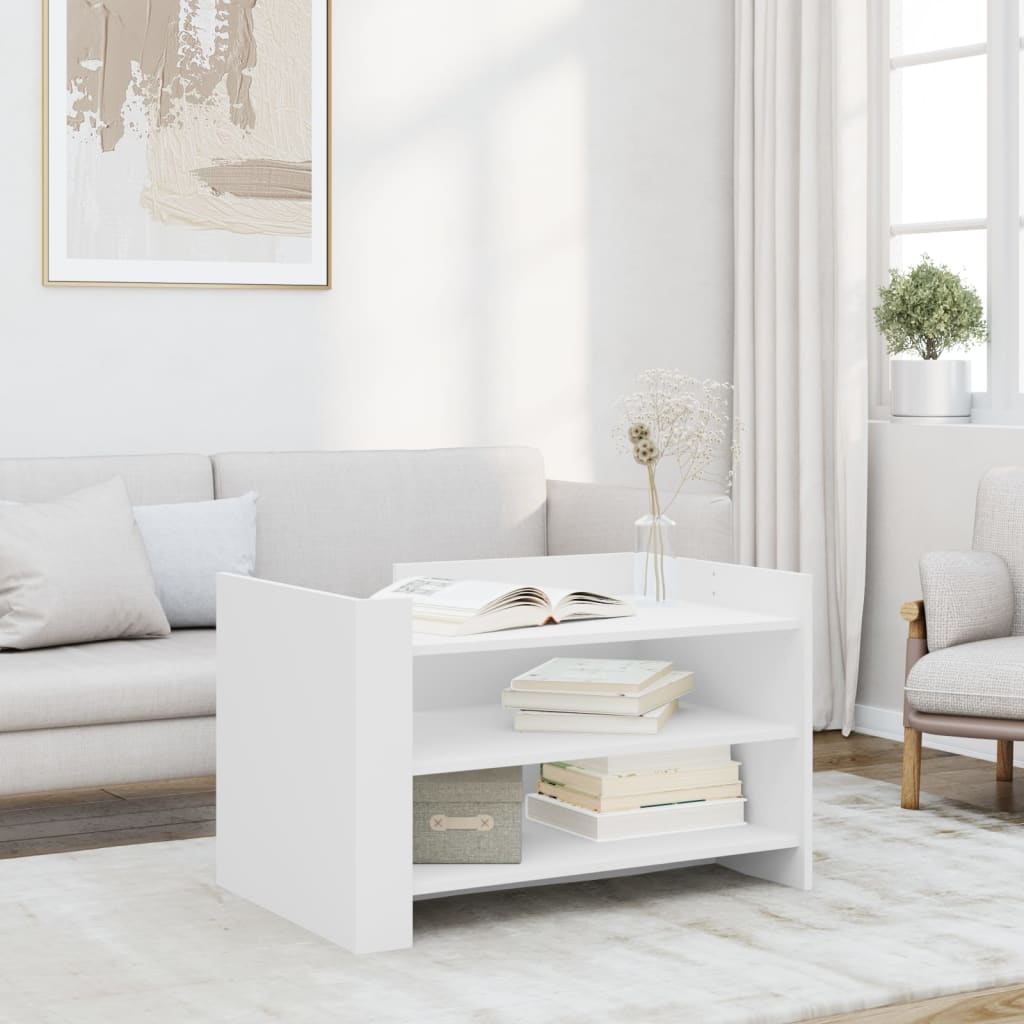 Tavolino da Salotto Bianco 80x50x50 cm in Legno Multistrato | homemem39