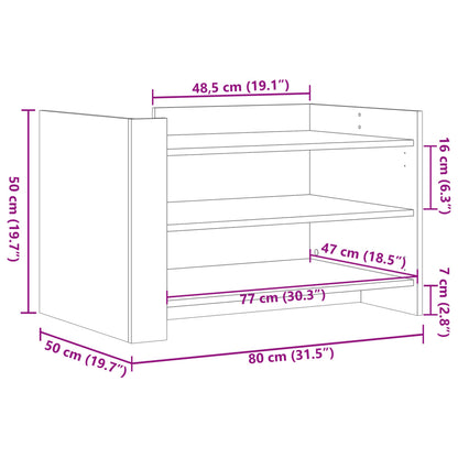 Tavolino Salotto Grigio Cemento 80x50x50 cm Legno Multistrato | homemem39