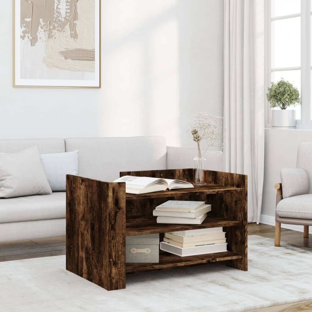 Tavolino da Salotto Rovere Fumo 80x50x50cm in Legno Multistrato | homemem39