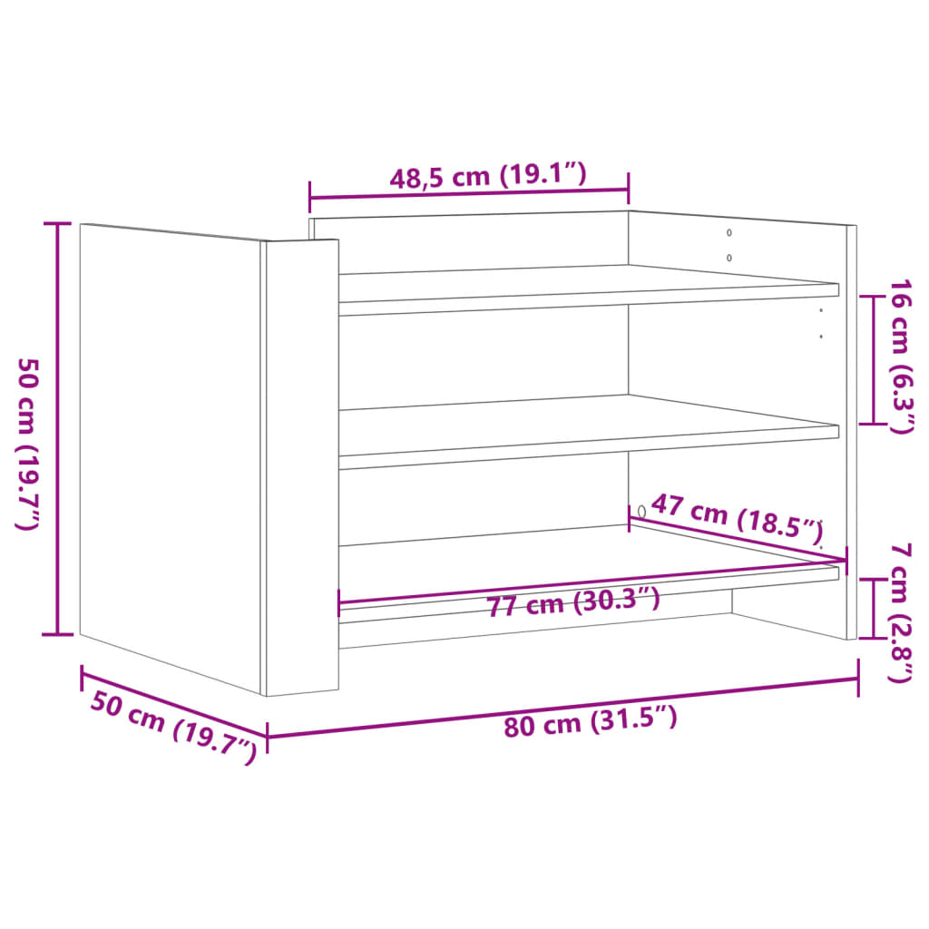 Tavolino da Salotto Rovere Marrone 80x50x50cm Legno Multistrato | homemem39